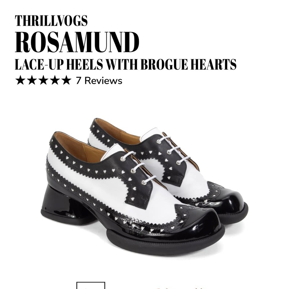 John Fluevog Rosamund Black and White Lace-Up Heels